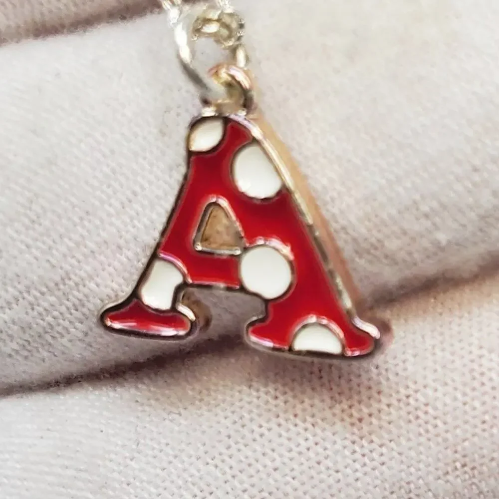 Disney Minnie Mouse Polka Dot Initial A Enamel Necklace